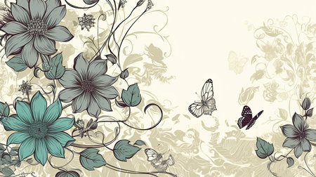 Floral painting background in muted colors with copy spaceの素材
