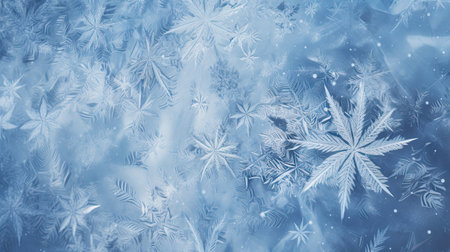 Ice crystals and intricate patterns blue backgroundの素材