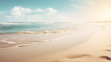 Relaxing beach background - serene sands, calm waves.の素材