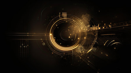 Technological gold backgrounds with data patternsの素材