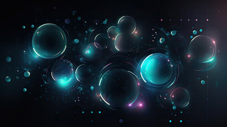 Abstract Technology Background with glowing orbs and abstract technology patternsの素材