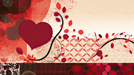 Abstract background with intricate interlocking patterns and love symbolsの素材