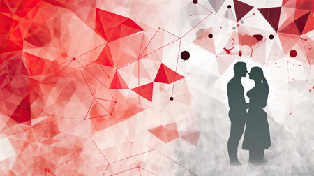 Love Art background with man and woman silhouette and copy spaceの素材