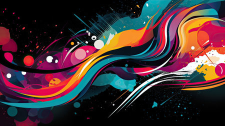 Abstract sport background with colorful curves and dotsの素材