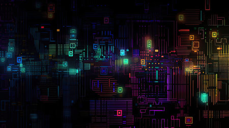 colorful pixels background with copy spaceの素材