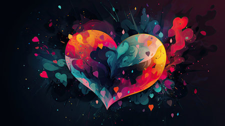 valentines day background with colorful lights and hearts designの素材