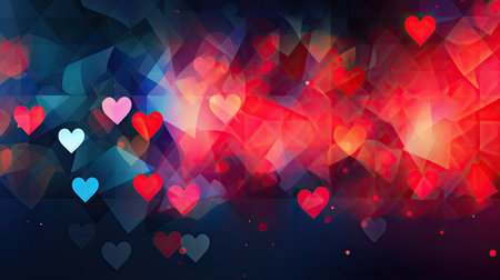 colorful heart shapes on an abstract love background red and blueの素材