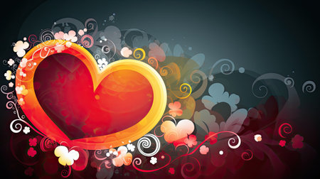 Abstract love red background with big heart and copy spaceの素材