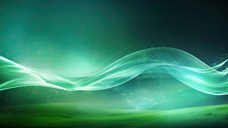 Modern abstract nature backdrop with ethereal light effects and flowing wavesの素材