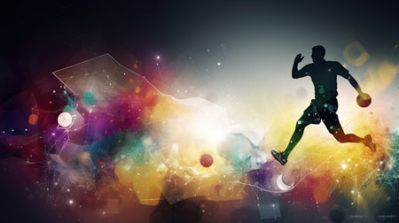 Colorful handball background with man silhouetteの素材
