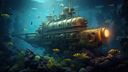 Underwater steampunk submarine adventureの素材