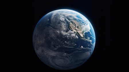 Hyperrealistic view of Earth from the perspective of the Moonの素材