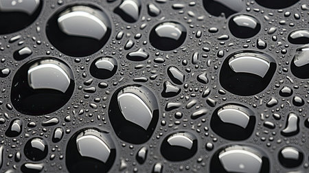 Close-up of raindrops forming intricate patterns on a surfaceの素材