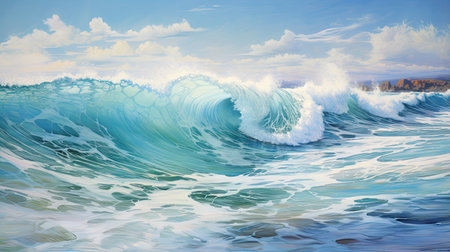 Astonishingly detailed beach with rolling wavesの素材