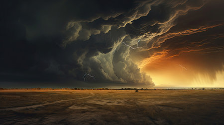 Lifelike representation of a dramatic stormy skyの素材