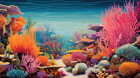 Impeccable depiction of a colorful coral reef ecosystemの素材