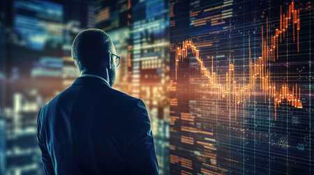 AI-driven financial analysis predicting market trends and investment opportunities.の素材