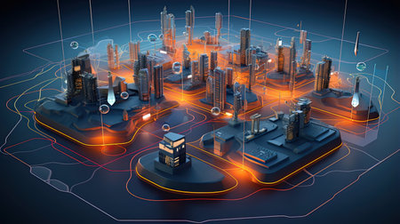 AI-optimized energy grids ensuring sustainable power distribution.の素材