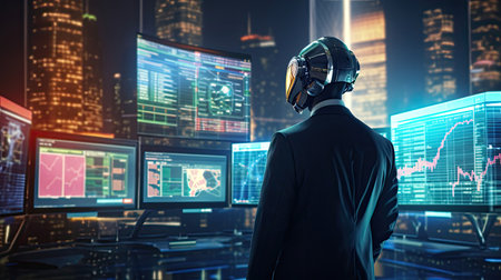 AI-driven financial analysis predicting market trends and investment opportunities.の素材