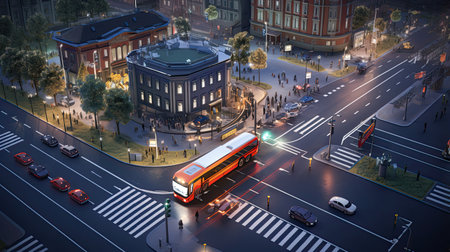 AI-optimized traffic management ensuring smooth and efficient urban mobility.の素材