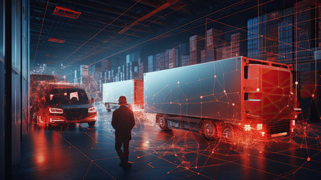 AI-optimized supply chains ensuring efficient logistics and delivery.の素材