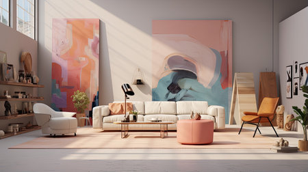 AI-generated home decor designs tailored to individual tastes.の素材