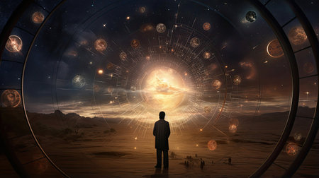 AI-augmented astronomy research uncovering celestial mysteries.の素材