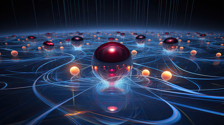 Quantum bits suspended in superposition showcasing their dual-state nature and potential for parallel computation.の素材