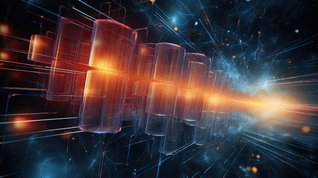 Quantum encryption keys exchanged through entangled particles ensuring secure communication channels.の素材