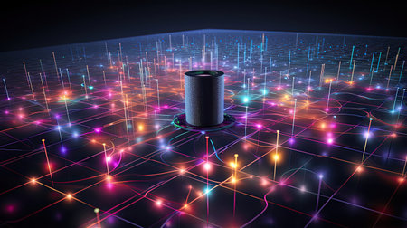 Quantum measurement process capturing quantum states providing insights into quantum algorithms' outcomes.の素材