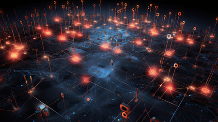 Quantum encryption keys exchanged through entangled particles ensuring secure communication channels.の素材