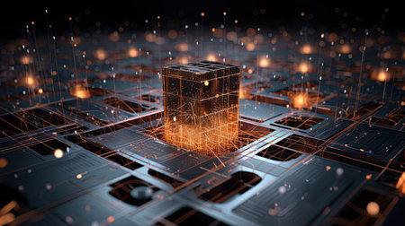 Quantum machine learning model training revealing quantum computers' capability to solve complex problems.の素材