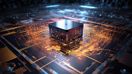 Quantum computing breakthrough demonstrated through quantum speedup outpacing classical algorithms.の素材