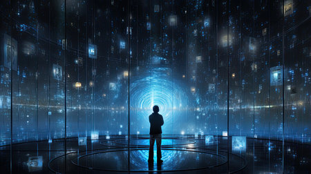 Quantum teleportation revolutionizing communication ensuring secure and instantaneous data exchange.の素材