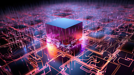 Quantum computing landscape evolving with breakthrough algorithms revolutionizing computation.の素材