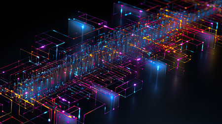 Quantum encryption keys exchanged through entangled qubits ensuring secure communication channels.の素材