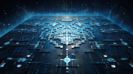 Quantum encryption keys exchanged securely through entanglement safeguarding data transmission.の素材