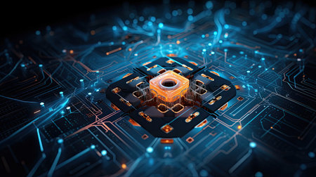 Quantum encryption keys exchanged through entanglement guaranteeing secure information exchange.の素材