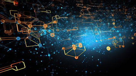 Quantum encryption keys exchanged through entanglement ensuring communication privacy.の素材