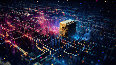 Quantum encryption keys exchanged through entanglement ensuring communication privacy.の素材