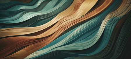 abstract background with green and orange wavy linesの素材