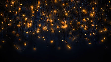 christmas lights on dark blue background wallpaperの素材