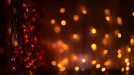 Orange christmas lights on dark backgroundの素材
