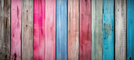 Colorful wooden plank walls with copy spaceの素材