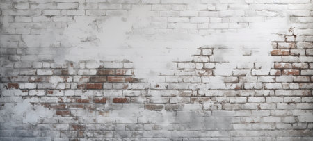 brick and cement wall with a white painted brickの素材