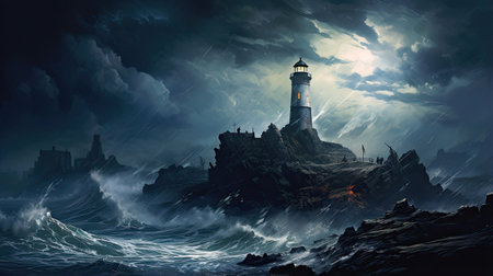 Haunted Lighthouse by the Seaの素材