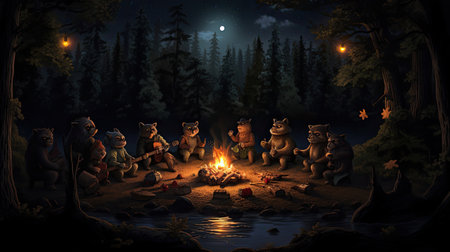 Spooky Campfire Tale in the Woodsの素材