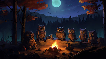 Spooky Campfire Tale in the Woodsの素材