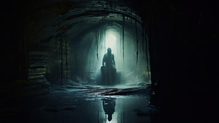 Ghostly Figure in an Old Wellの素材