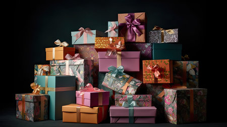 Thoughtfully Wrapped Gift Boxes for a Festive Celebrationの素材